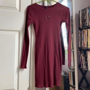 Wild Fable Women’s Small Burgundy Red Long Sleeve Bodycon Dress